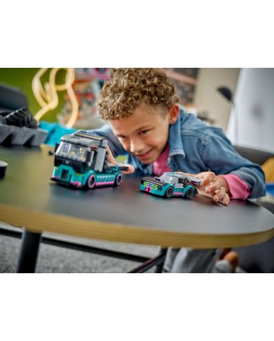Constructor LEGO City - Mașină de curse și camion de transport auto (60406) - 8