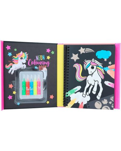 Set de cărți de colorat Depesche Top Model Ylvi Neon - Cu 5 culori de stilouri de fetru - 2