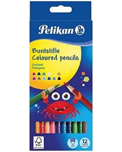 Un set de creioane triunghiulare colorate Pelikan - 12 culori - 1