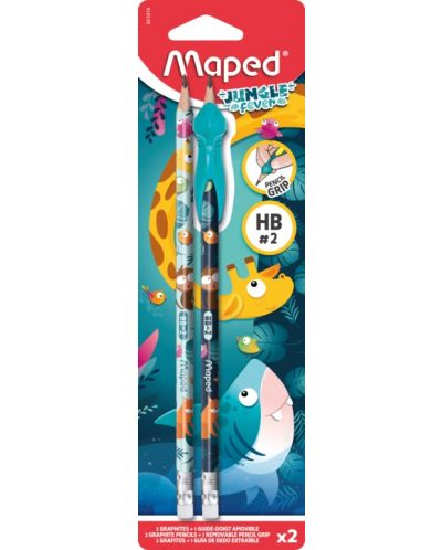 Set de creioane Maped Jungle Fever - HB, 2 bucăți + mâner  - 1