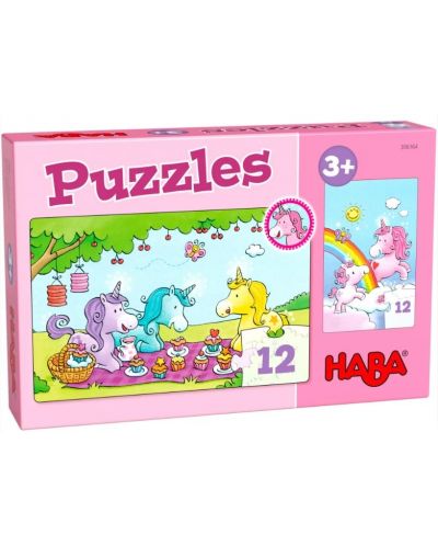 Haba Set de puzzle - Unicorns, 2 piese  - 1