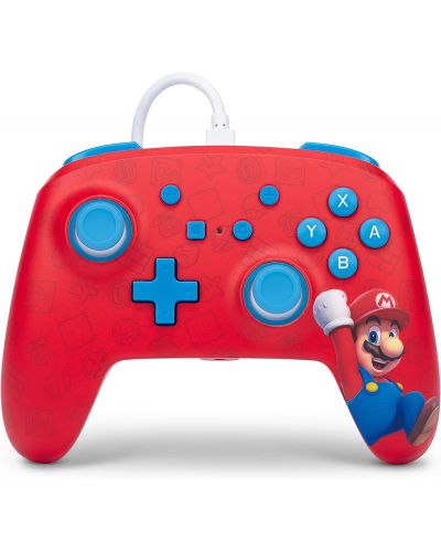 Controler PowerA - îmbunătățit, cu fir, pentru Nintendo Switch, Woo-hoo! Mario - 1