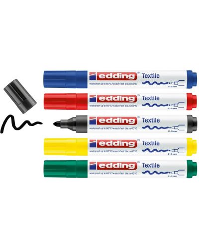 Set markere pentru textile Edding 4500 - 5 culori - 1