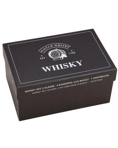Set de whisky - 2 pahare si 12 rscitoare de bazalt - 2