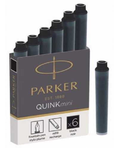 Set rezerve Parker - Z11, pentru stilou, 6 buc., negre - 1