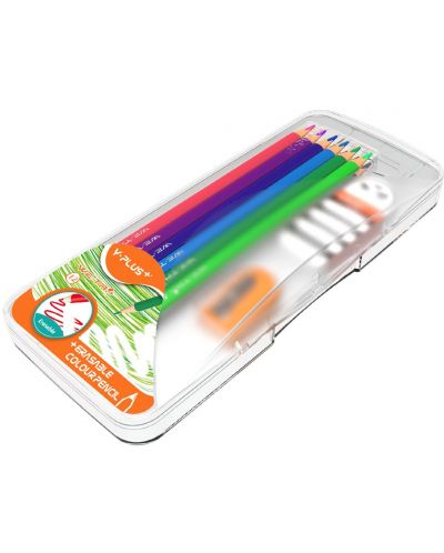 Set de creioane colorate Y-Plus - 12 bucăți, ștergibile - 1