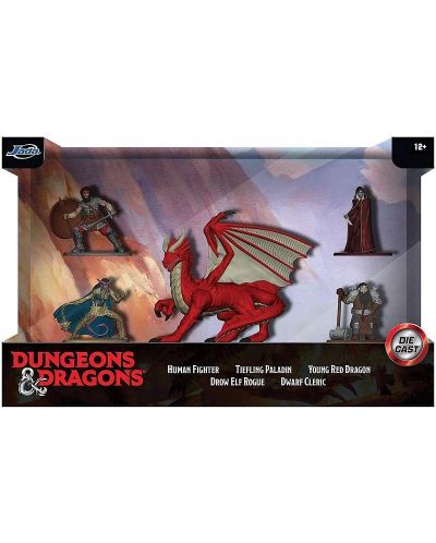 Set figurine Jada Toys Games: Dungeons & Dragons - Party vs Young Red Dragon (Die Cast) - 6