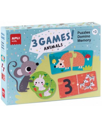 Set de 3 jocuri Apli - Puzzle, Domino si joc de memorie - 1