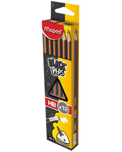 Set creioane cu radiera Maped Black'Peps - HB, 12 bucati - 1