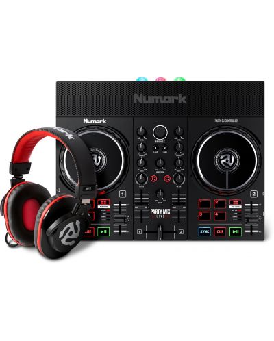 Numark DJ Kit - Party Mix Live HF175, negru/roșu - 1