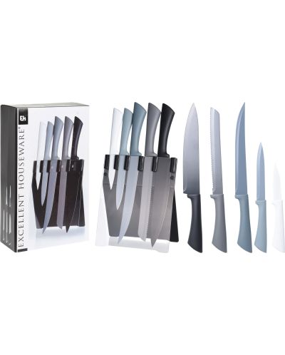 Set de 5 cuțite de bucătărie H&S - cu suport, multicolor - 3