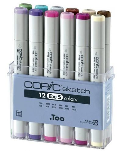 Set de markere Too Copic Sketch - EX-5, 12 culori - 1