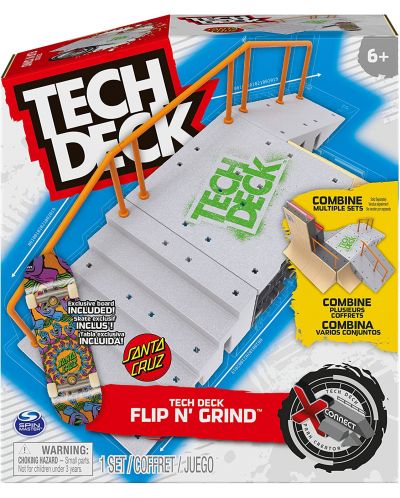 Set de punți Spin Master Tech Deck - Flip N' Grind, rampă și toe