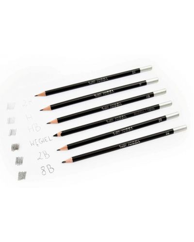 Set de creioane din grafit Kidea - 6 buc, cu cărbune - 2