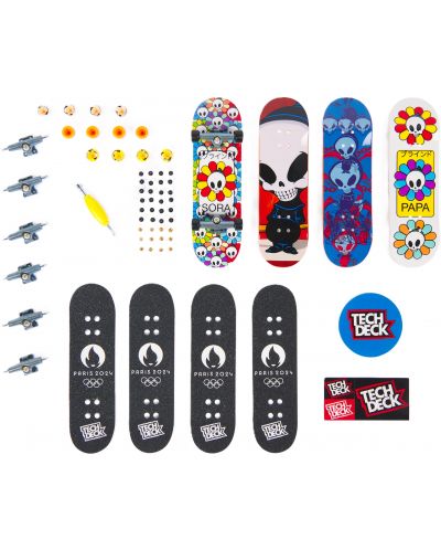 Set de skateboard-uri pentru degete Tech Deck - Papa Sora, Paris 2024, 4 buc - 2