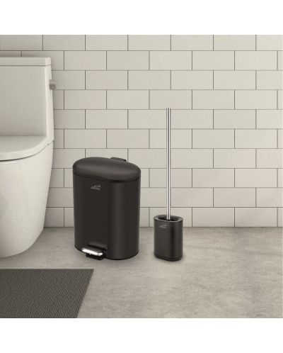 Set coș de toaletă și periuță Inter Ceramic - 8355B, 6 L, negru mat - 5