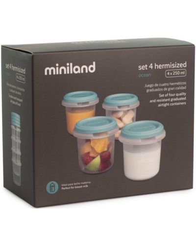 Set de recipienti Miniland - Terra Ocean, 250 ml, 4 buc - 4