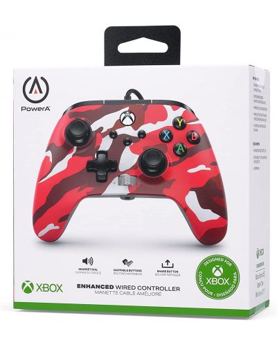 Controller PowerA - Enhanced, cu fir, pentru Xbox One/Series X/S, Red Camo - 6