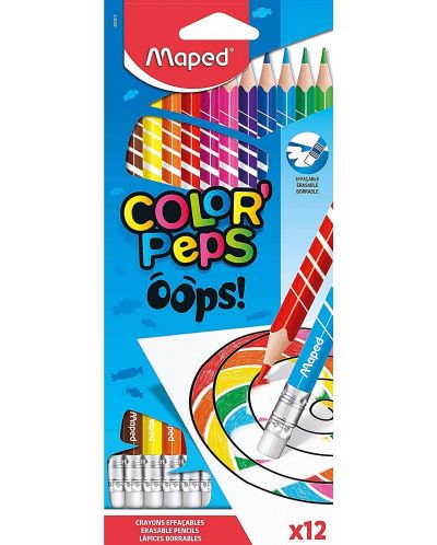 Set creioane Maped Color Peps Oops - 12 culori, care se sterg - 1