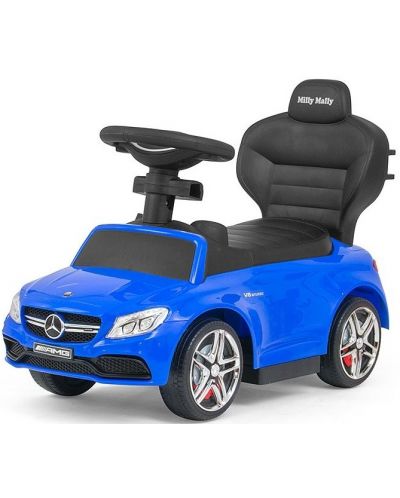 Masinuta fara pedale cu maner parental Milly Mally - Mercedes AMG, albastra - 1