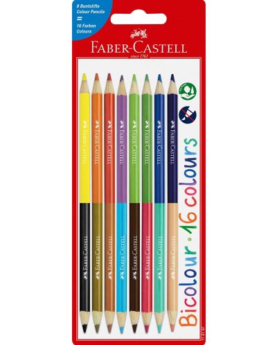 Set de creioane colorate Faber-Castell Bicolor - 8 buc, 16 culori - 1