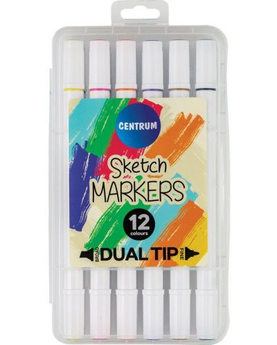 Set de markere pentru schițe Centrum Office - dublu, 12 culori - 1