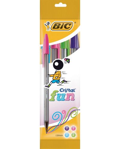 Set de stilouri colorate BIC Cristal - Fun, 1.6 mm, 4 culori - 1