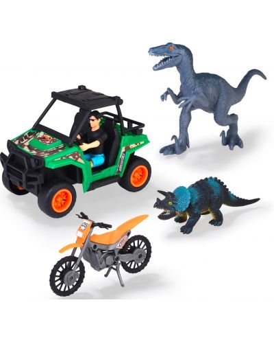 Set Dickie Toys - 2 vehicule și 2 dinozauri - 2