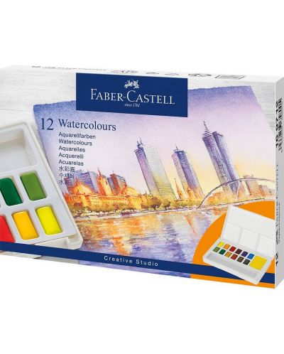 Set de vopsele acuarela Faber-Castell - 12 culori, in cutie - 1