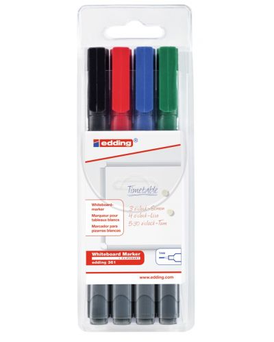 Set de markere pentru tablă albă Edding 361 - 4 culori - 1