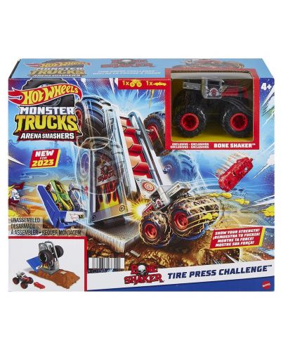 Set Hot Wheels Monster Trucks - Tire Press Challenge, Arenă mondială - 1
