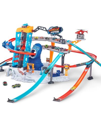 3個セット RAMPAGETOYS SPLURAT クリアブルー ランペイジトイ Zuru - Set Metal Machines, cale de rulare pe trei niveluri cu lift