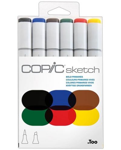 Set de markere Too Copic Sketch - Tonuri inchise de baza, 6 culori - 1