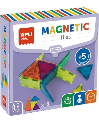 Constructor Apli Kids - Cu plăci magnetice transparente, 18 piese - 1