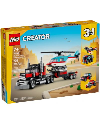 Constructor LEGO Creator 3 în 1 - Un camion cu un elicopter (31146) - 1