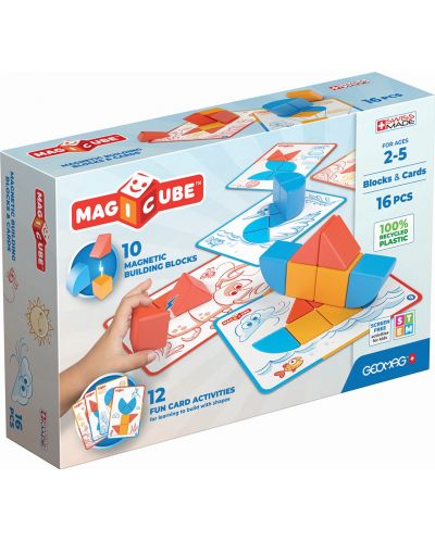 Set de cuburi magnetice și carduri Geomag - Magicube, 16 părți - 1