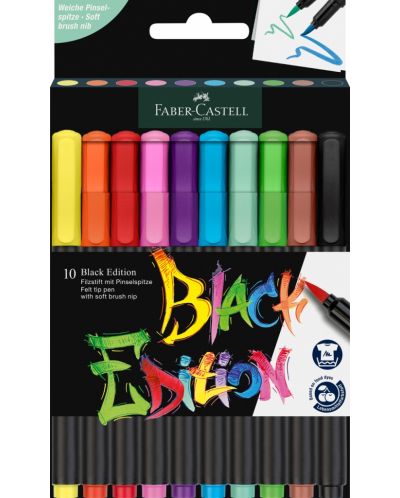 Set marker cu pensula Faber-Castell Black Edition - 10 culori - 1