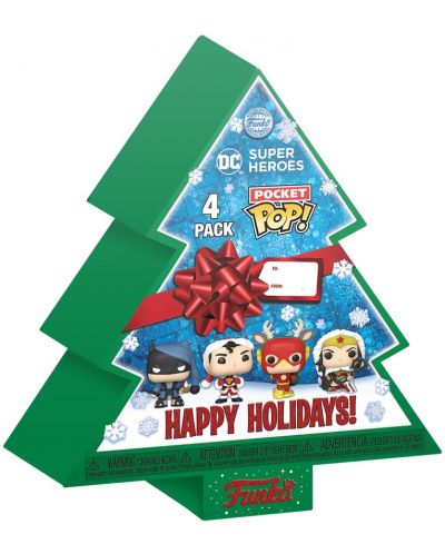 Set figurine Funko Pocket POP! DC Comics: Super Heroes - Happy Holidays Tree Box - 1