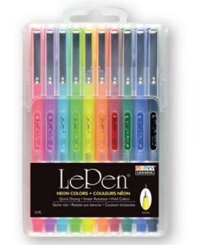Set linere Uchida Marvy - Le Pen, 0.5 mm, 10 culori, neon - 1