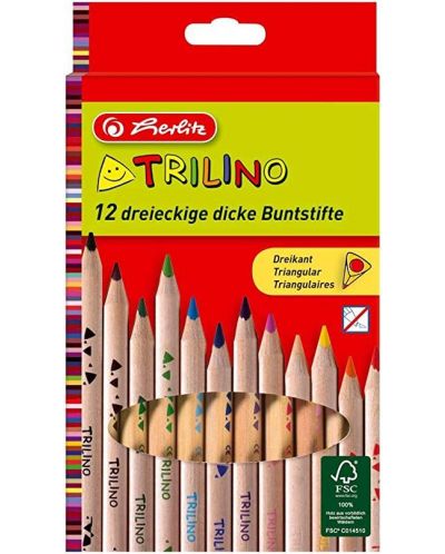 Un set de creioane triunghiulare colorate Herlitz - Natur, 12 culori - 1