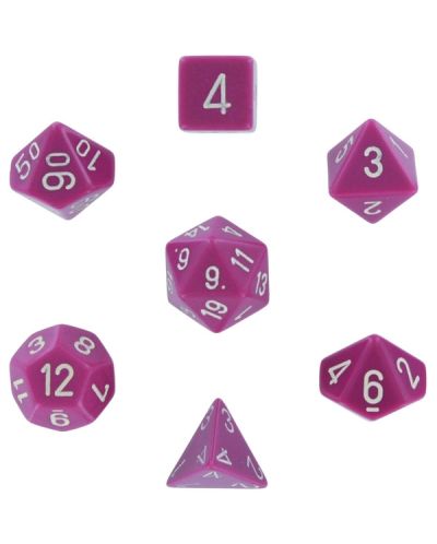 Set zaruri Chessex Opaque Poly 7 - Light Purple & White, 7 bucati - 1