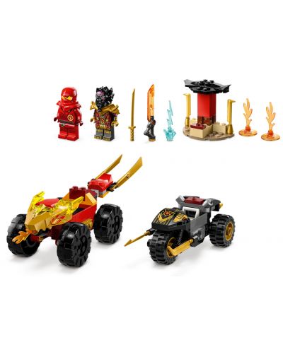 Constructor LEGO Ninjago - Bătălia lui Kai și Ras cu o bicicletă și o mașină (71789) - 4
