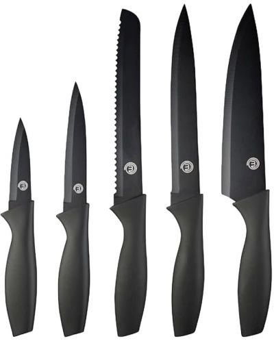 Set de cuțite MasterChef - 5 buc, oțel, PP, negru - 1