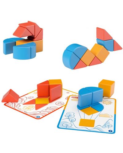 Set de cuburi magnetice și carduri Geomag - Magicube, 16 părți - 2