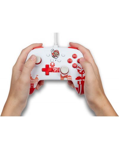 Controller PowerA - Enhanced, cu fir, pentru Nintendo Switch, Mario Red/White - 7