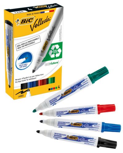 Set marker pentru tabla alba BIC - Velleda, varf rotund, 5 mm, 4 culori - 2