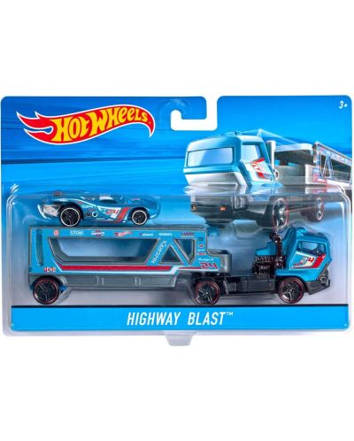Set Mattel Hot Wheels Super Rigs - Camion si masina, sortiment - 7