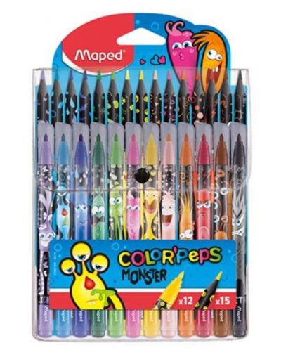 Set Maped Color Peps - Monster, 12 carioci + 15 creioane - 1