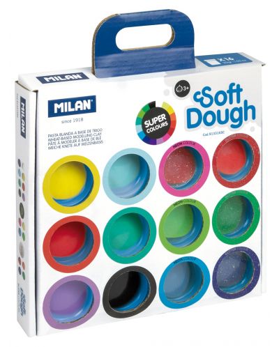 Kit de modelare Aluat si instrumente Milan Soft Dough - 16 culori - 1