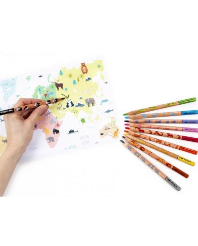 Set de creioane colorate Kidea - Jumbo Safari, 10 culori - 2